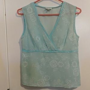 Sleeveless Pale Blue Top with Floral Pattern